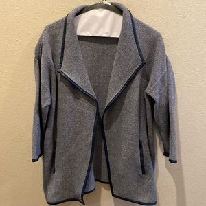 Chico’s sweater blazer with navy vinyl trim - Chico’s size 1